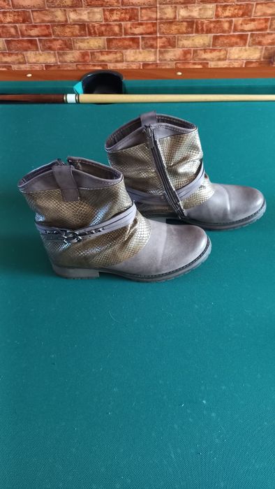 Botki damskie krótkie brązowo-złote rozmiar 38 wkładka 24 cm ocieplone
