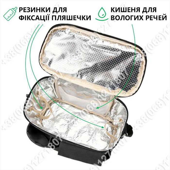 Сумка для коляски универсальная органайзер мамы до візочка Черная