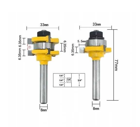 Frez do drewna łączenia na pióro wpust trzpień 8