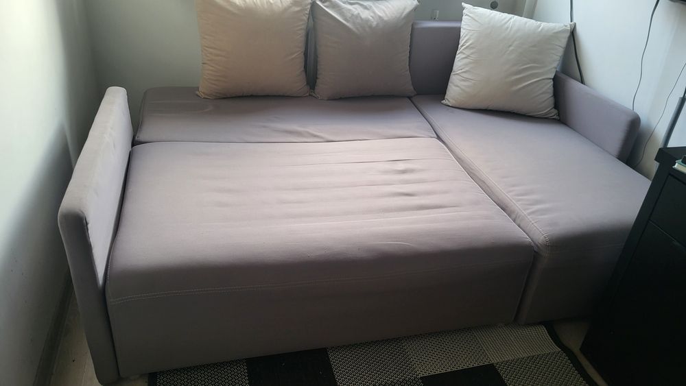 Kanapa narożna, szara 140/200