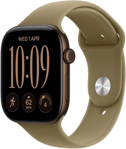 Офіційні Apple Watch Series 12 GPS 46mm Dark Bronze Aluminium Case with Olive Sport Band - M/L