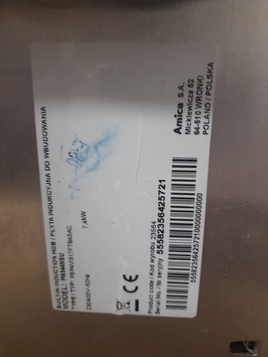 Plyta indukcyjna Amica Uszkodzona