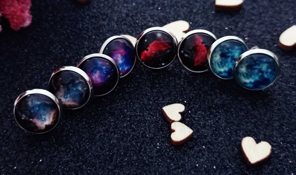 Серьги космос Небула, сережки планета, новые, на подарок, цена за пару