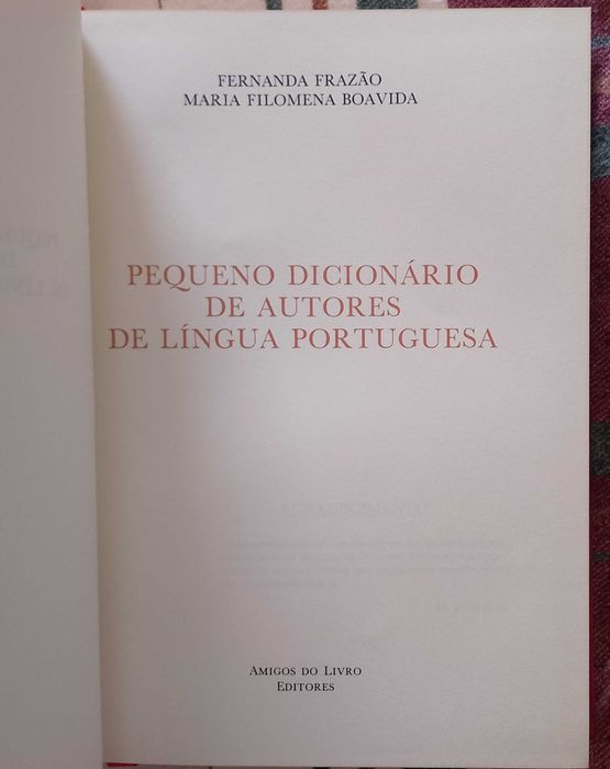 Pequeno Dicionário de Autores da Língua Portuguesa, Fernanda Frazão e Maria Filomena Boavida