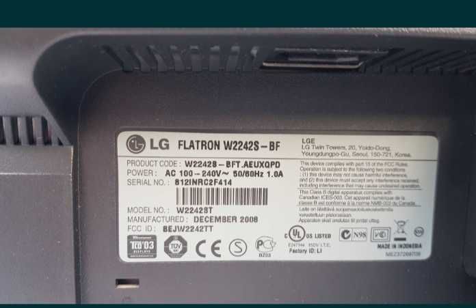 Monitor Samsung oraz LG 22 cale.