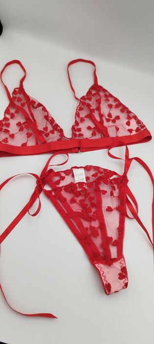 Komplet damski erotyczny sexi bielizna erotyczna serduszka walentynki