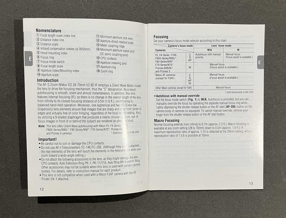 Manual Nikon af-s zoom-nikkor ed 28-70mm