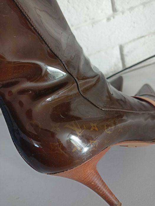 Buty botki lakierowane szpilki louis Vuitton