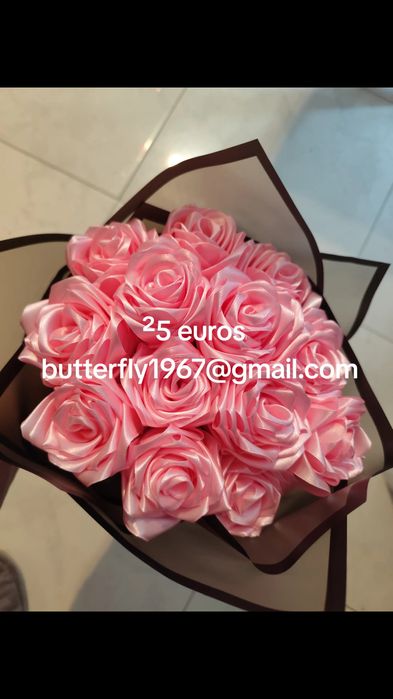 Bouquet rosas cetim para dia dos namorados