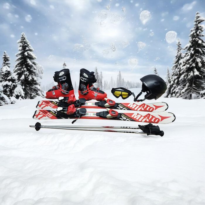 Komplet Narty Atomic 115 cm Buty r-36 Kijki Kask Gogle