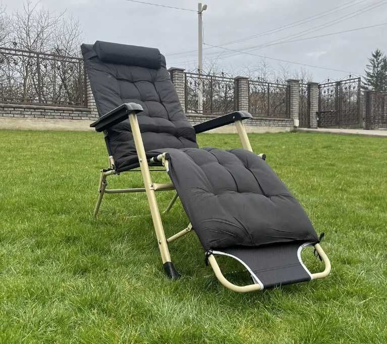 шезлонг з подушкою та матрасом кресло-шезлонг лежак садовий