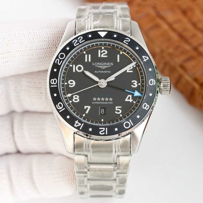 Годинник автоматичний  Longines Spirit Zulu Time 42мм чорний