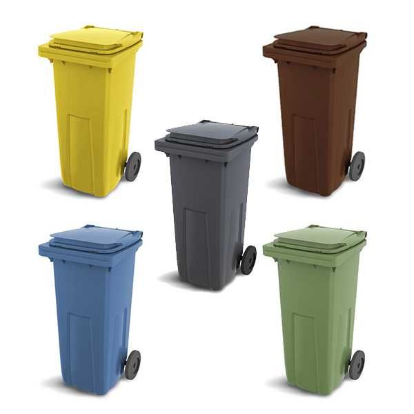 NOWY Pojemnik, kubeł, kontener plastik 120l na śmieci odpady różne kolory