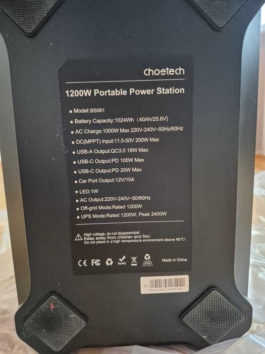 Зарядна станція Choetech BS061 1024Wh 1200w. На гарантії.