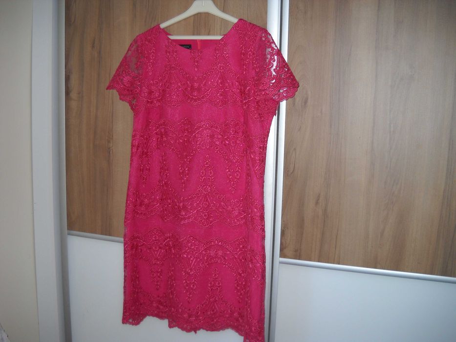 Sukienka wesele , komunia, przyjęcie koronkowa, malinowa roz.  42- 44