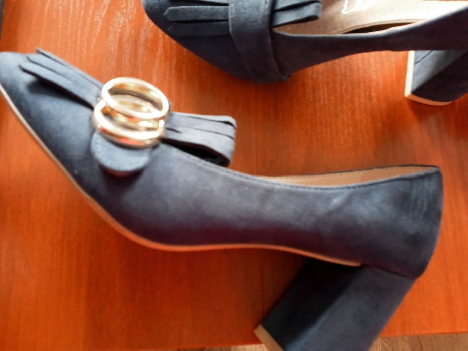 Polbuty damskie 37 granat wsuwane obcas