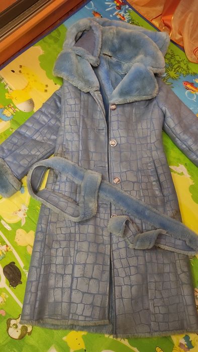 Дублёнка искусственная голубая