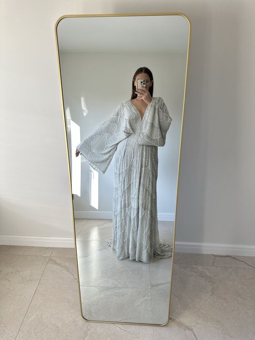 Suknia ślubna ślub cywilny poprawiny ASOS 46 cekiny tren wesele