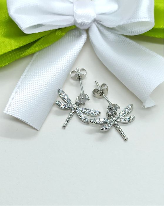 Nowe Kolczyki Ważki Srebro S925 Biżuteria