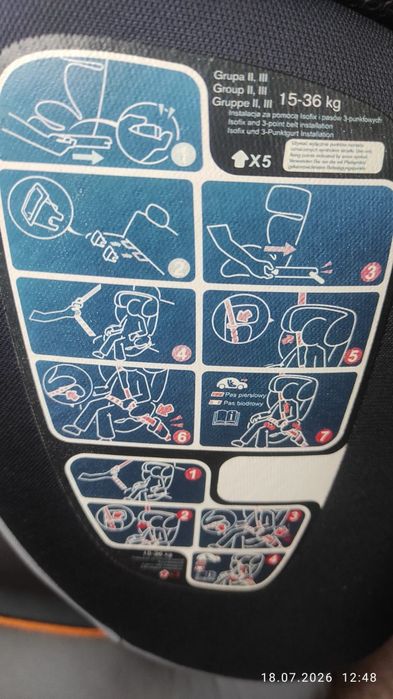 Fotelik samochodowy isofix 15-36kg