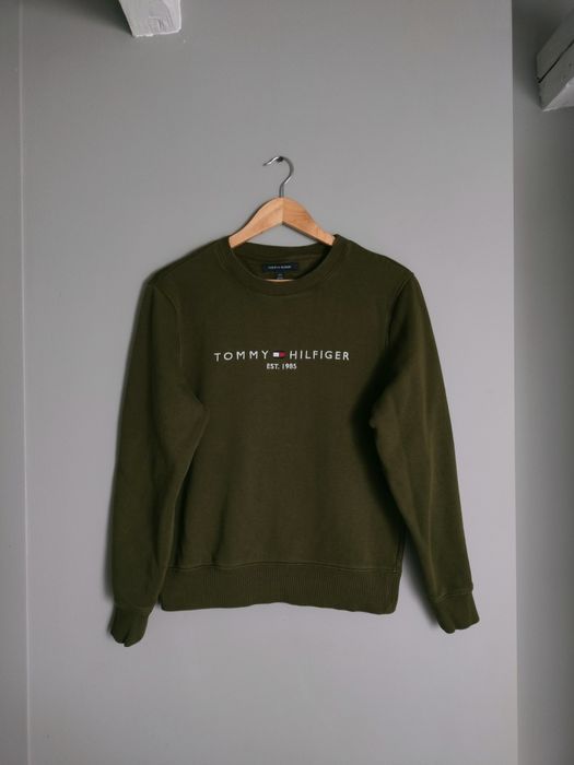 Ciemnozielony Crewneck Bluza bez Kaptura Tommy Hilfiger S
