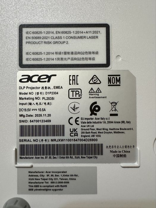 Acer Vero PL2535i nowy