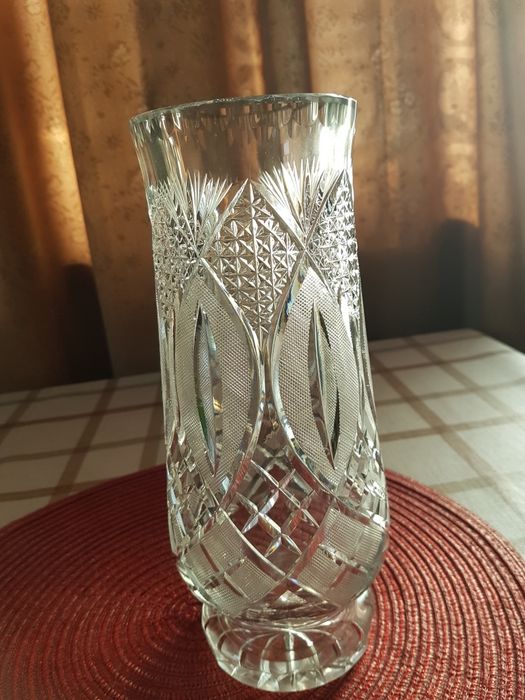 Kryształ, wazon pięknie szlifowany. PRL.