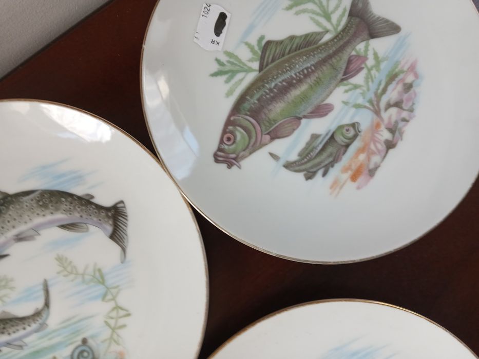 Japońska porcelana talerze z rybkami ryby 5 sztuk