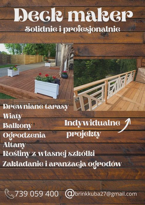 Tarasy drewniana, zabudowy ogrodowe