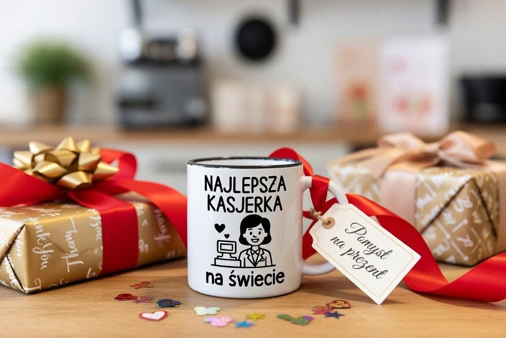 Kubek dla kasjerki smieszny prezent kubek ceramiczny