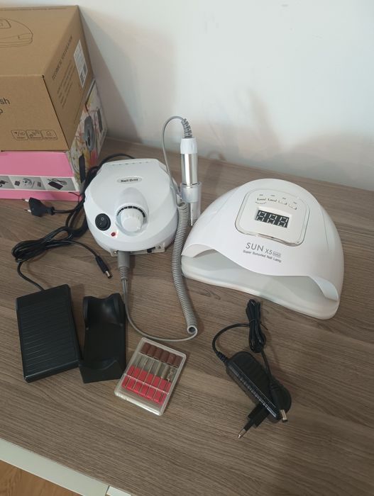 Zestaw do robienia paznokci, lampa, frezarka, manicure, profesjonalny