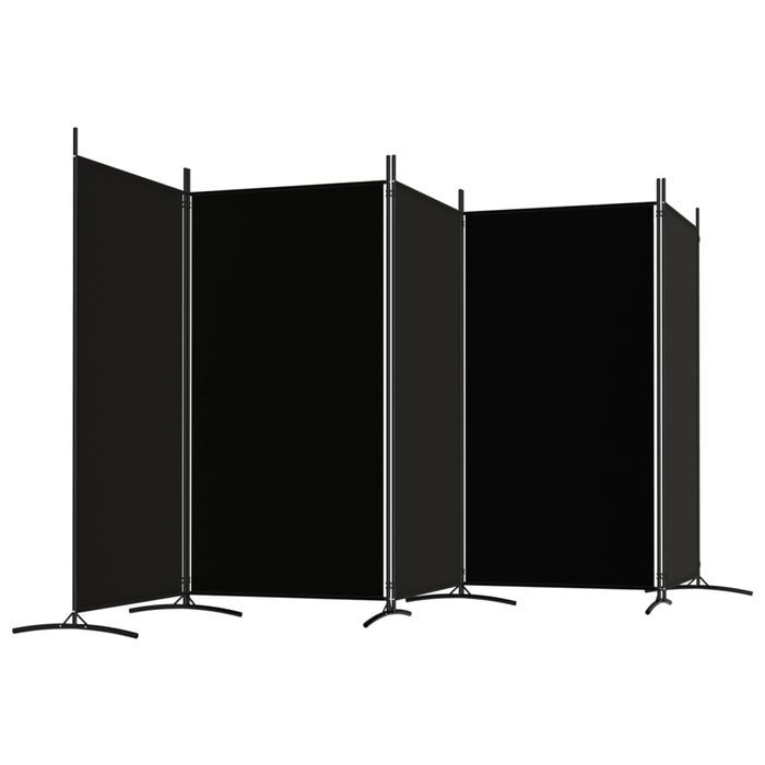 vidaXL Parawan 5-panelowy, czarny, 433x180 cm, tkanina