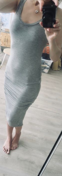 Sukienka szara La Made / bodycon / obcisła / midi