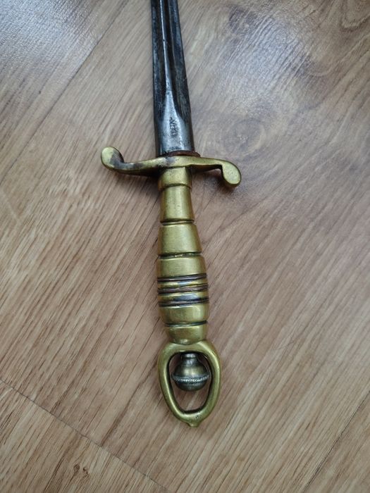 Stary kordzik, sztylet z mosiężną rękojeścią napis SZERIN ( SCHWERIN)