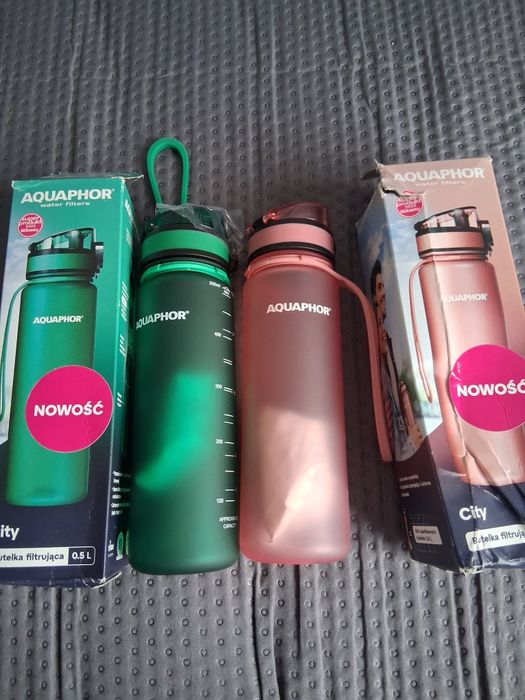 Nowy zestaw Aquaphor butelka filtrująca kubek termiczny Ambition
