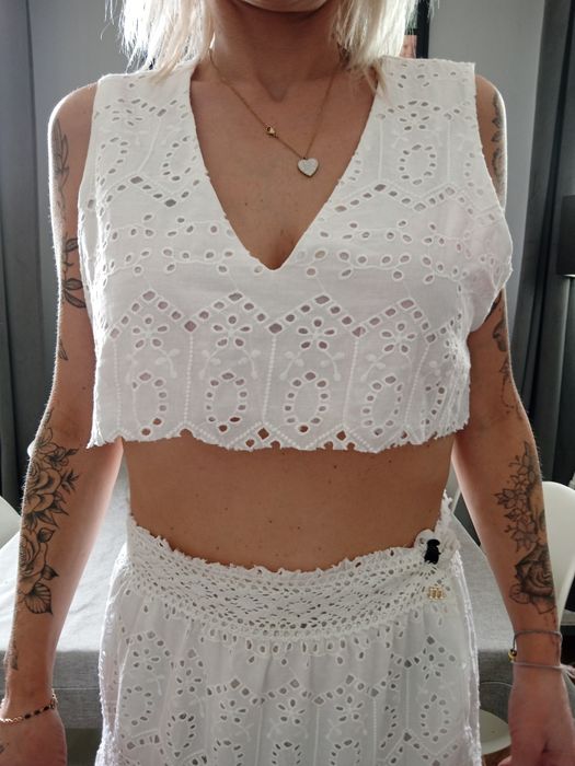 Spódnica+top ręcznie haftowane 100% bawełny