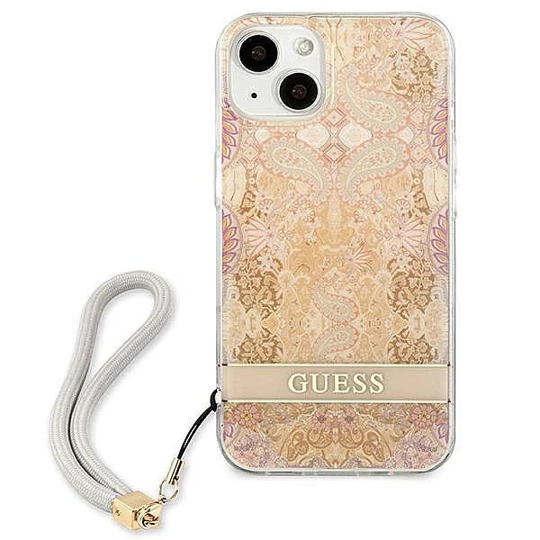 Etui Guess Flower Strap na iPhone 13 mini - złote