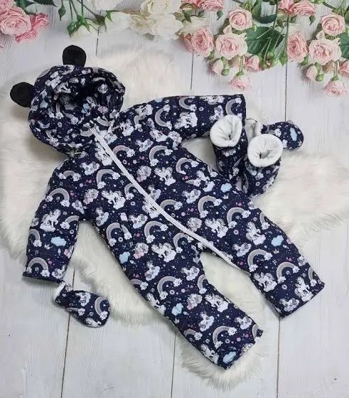 Демісезонний комбінезон "Єдинороги", темно-синій