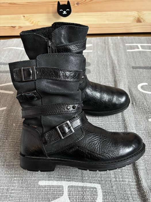 Skórzane kozaki botki z klamrami Ecco 37