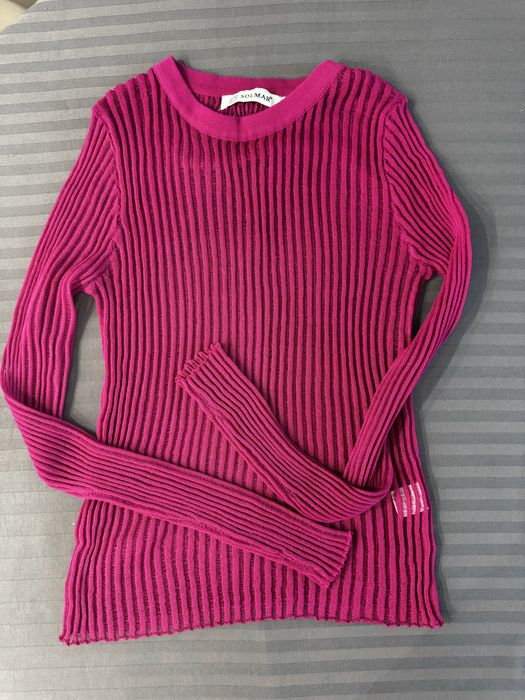 Лонгслів Напівпрозорий лонгслів , ажурної в'язки в кольорі magenta