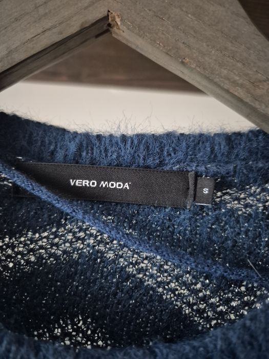 Sweter damski Vero Moda S lekki miękki morski połyskujący knitwear