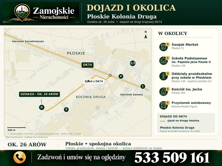 SPRZEDAM DZIAŁKE NA PŁOSKIM ( 26 arów - blisko lasu) - Widok 2