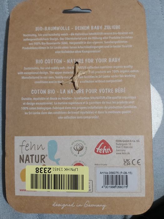 Fehl nowa grzechotka eko słoń cotton