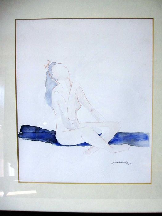 pintura original de uma linda mulher nua - sonhar acordada - assinada