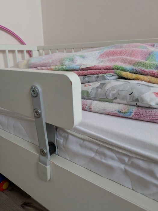 Łóżko dziecięce białe z barierką 160x80