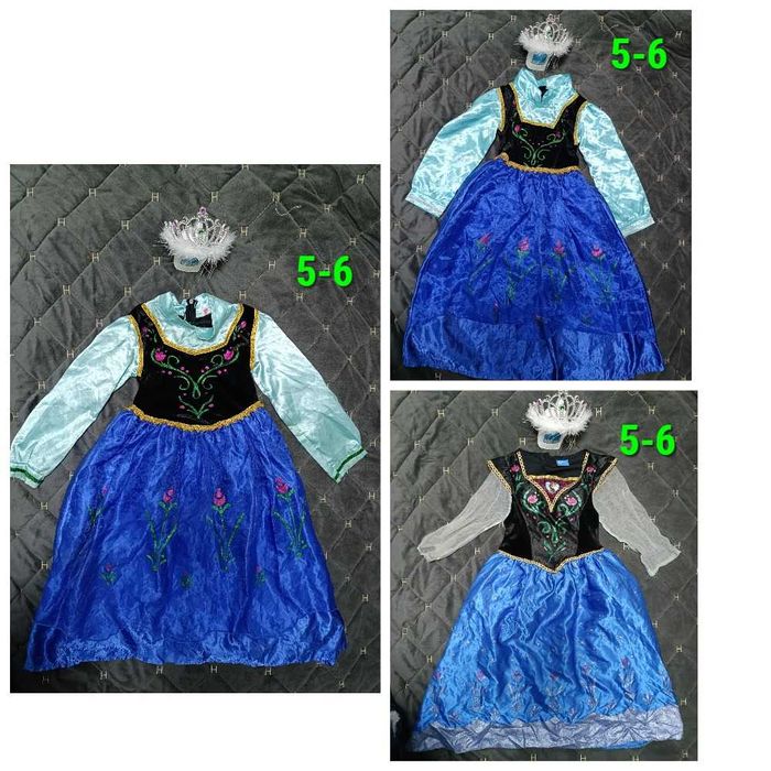 карнавальное платье Анна холодное сердце с короной 5-6 лет