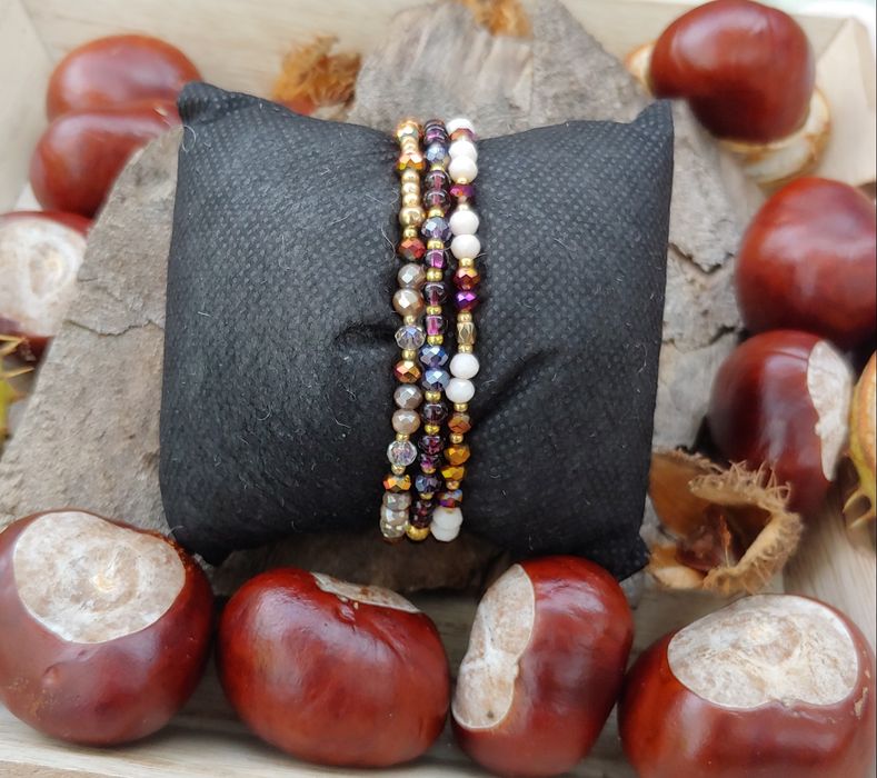 Hit! Zestaw trzech bransoletek. Szklane koraliki na żyłce elastycznej