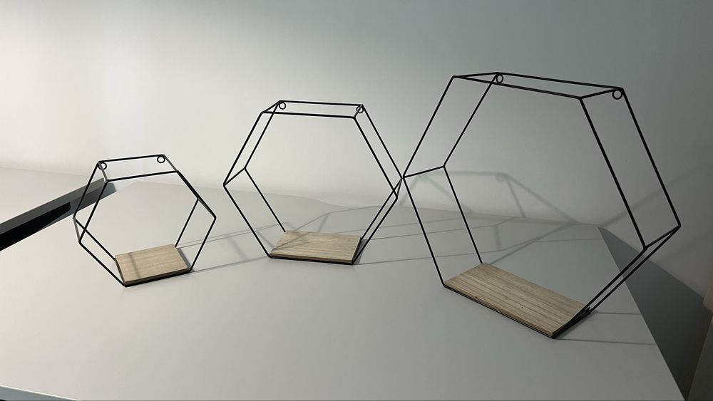 Zestaw półek wiszących hexagon 3 sztuki plaster miodu półka