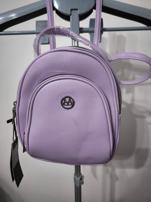 Plecako torebka mała liliowa zapinana na zamki