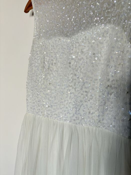 Sukienka ślubna suknia ślubna ślub cywilny z cekinami i tiulem